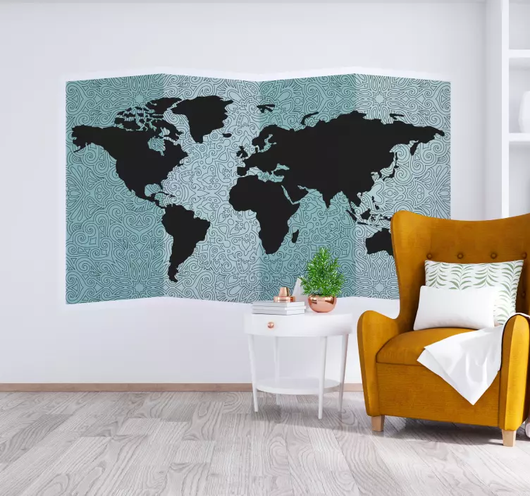 Location sticker intricate world map sticker - TenStickers