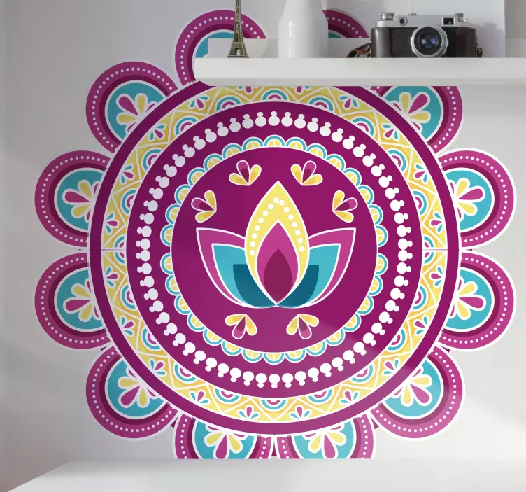 Lotus in mandala flower wall sticker - TenStickers