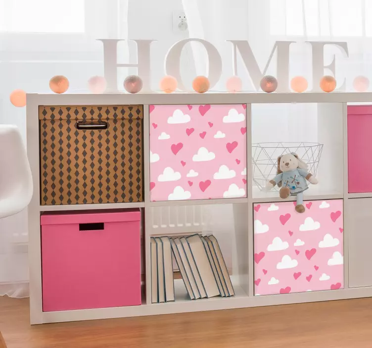 Love hearts clouds furniture sticker - TenStickers