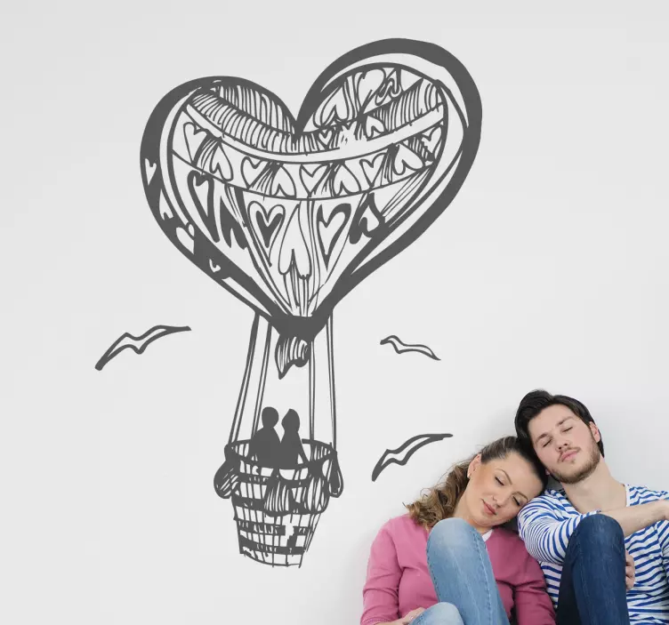 Love Hot Air Balloon Wall Sticker - TenStickers