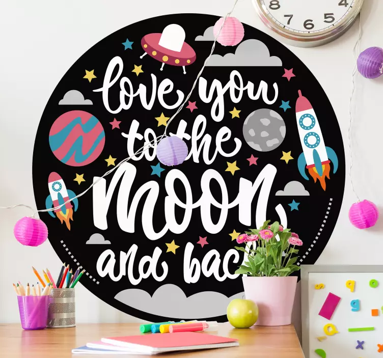LOVE YOU TO THE MOON space wall sticker - TenStickers