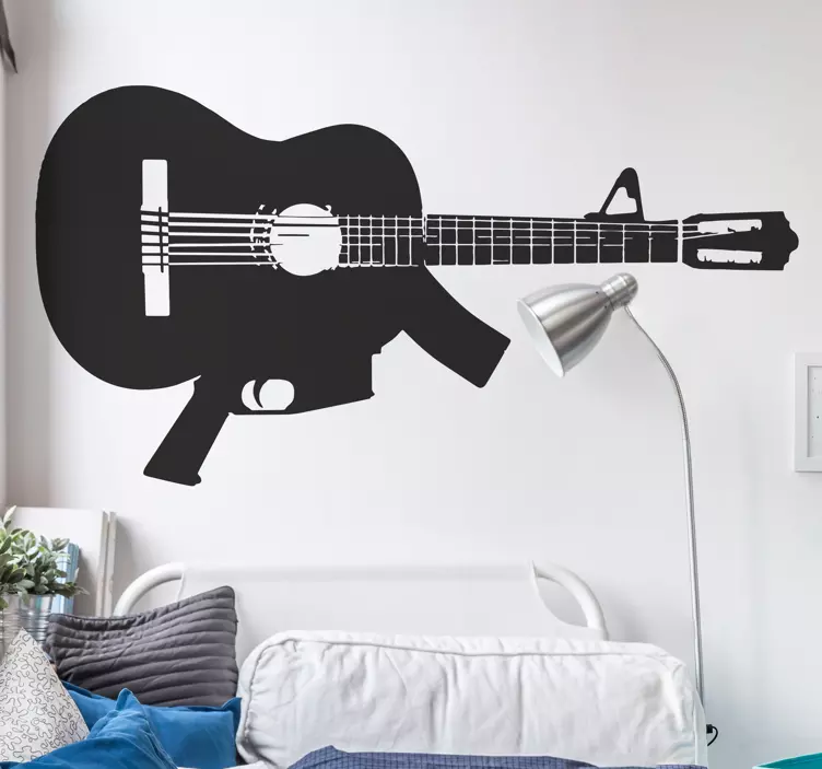 Machine Gun Guitar Wall Sticker - TenStickers