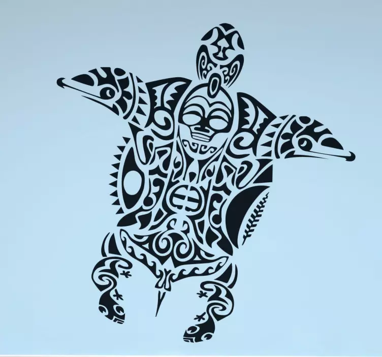 Maori Turtle Wall Sticker - TenStickers