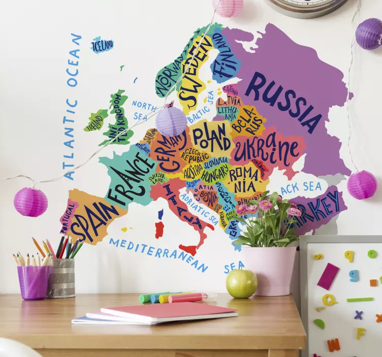 map of europe for children world map sticker - TenStickers