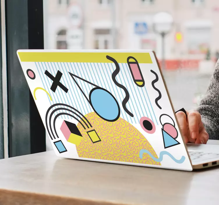 Memphis style laptop sticker - TenStickers