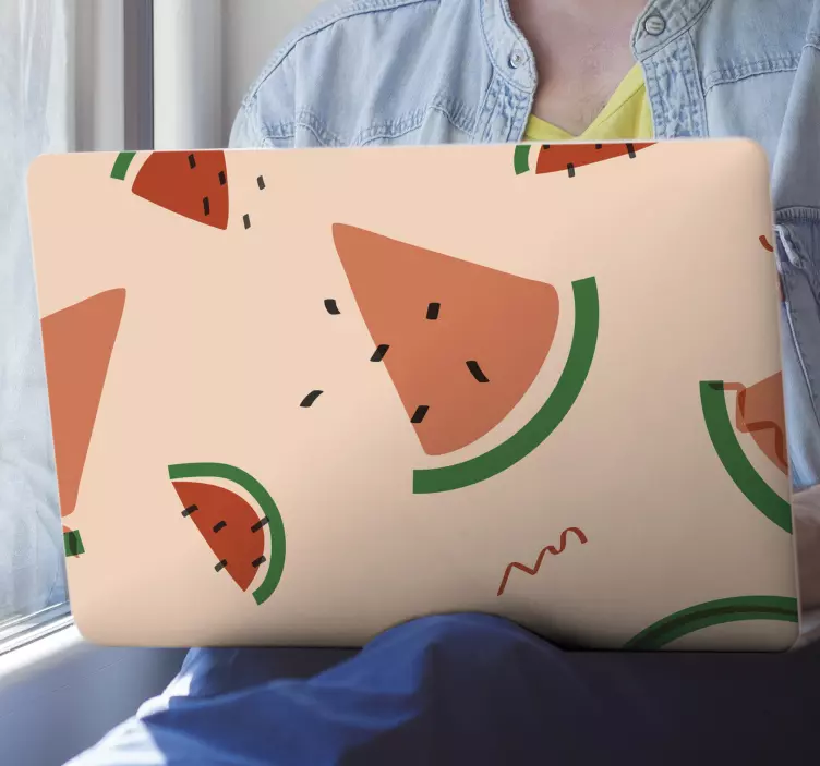 Memphis style watermelon laptop decal - TenStickers