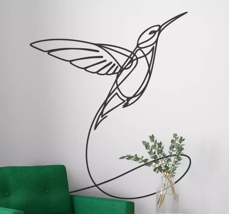 Minimalist Hummingbird Silhouette bird wall sticker - TenStickers