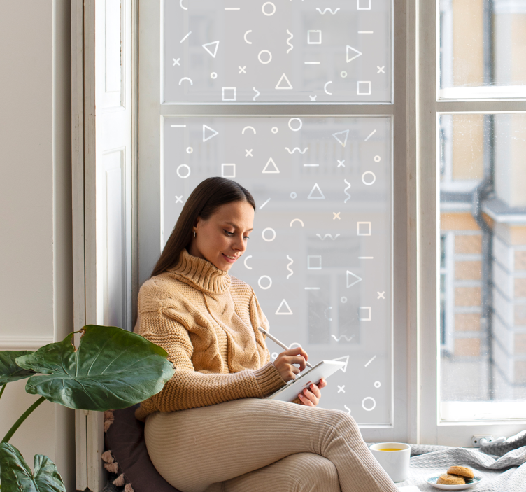 minimalist pattern with shapes window sticker - TenStickers