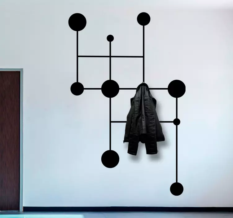 Modern Black Coat Rack coat hanger decal - TenStickers