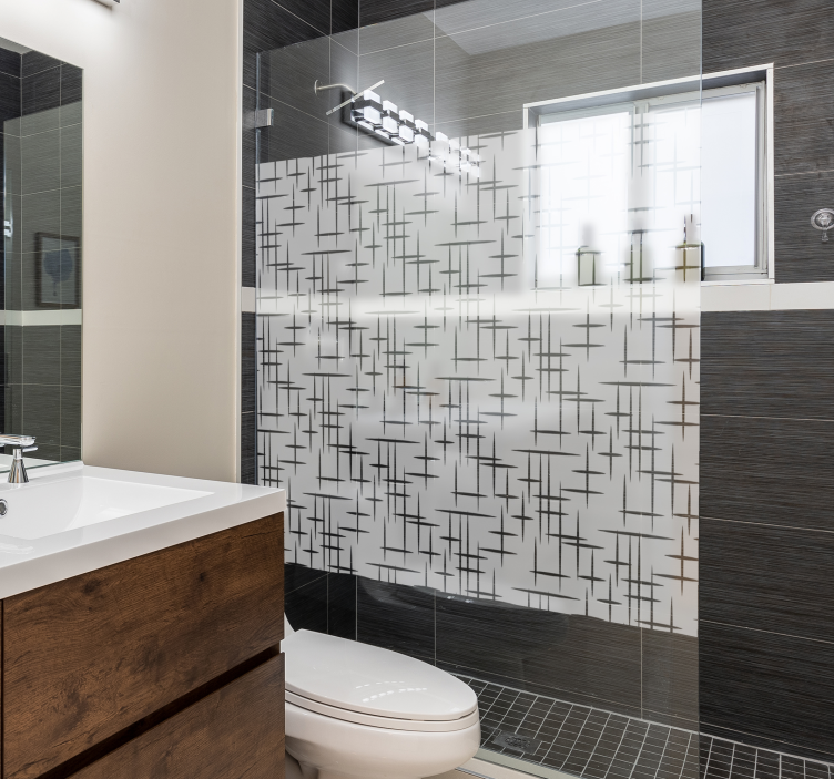 modern lines  shower screen sticker - TenStickers