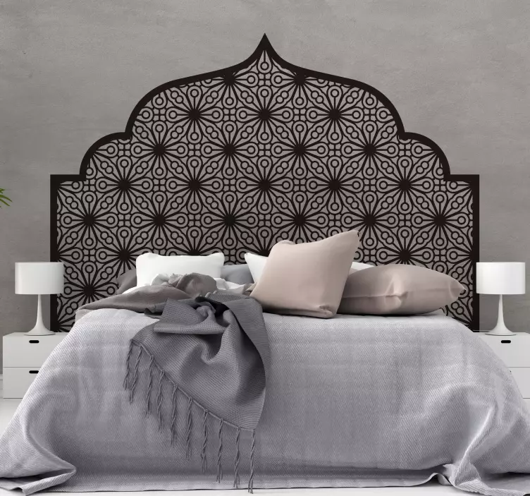 Monochrome Geometric Arabic headboard sticker - TenStickers
