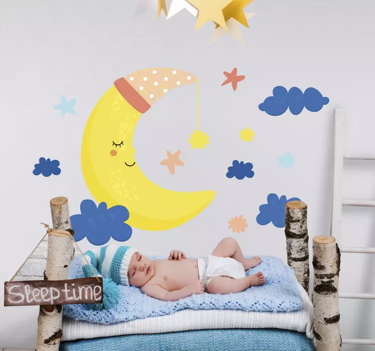 Moon and stars illustration sticker - TenStickers