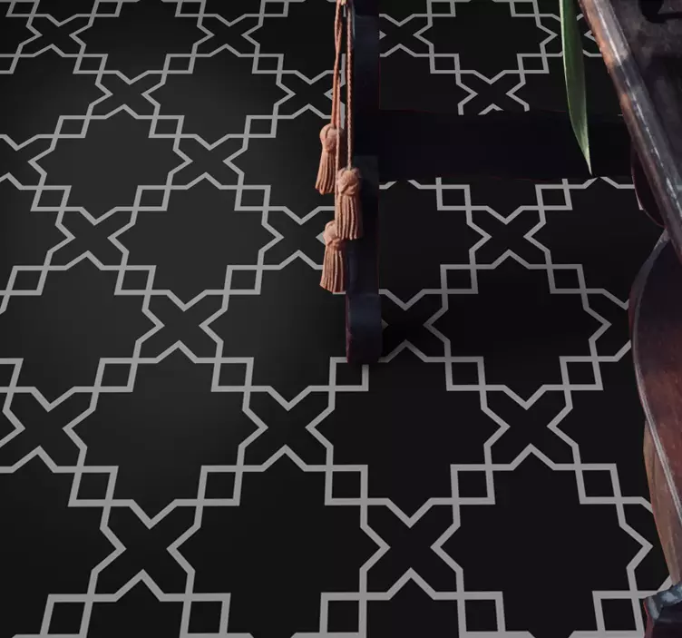 Moroccon style grey white floor sticker decal - TenStickers