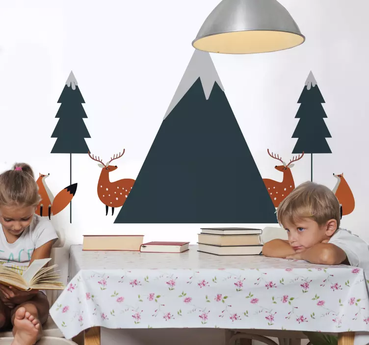 Mountain Forest Scene farm animal wall sticker - TenStickers