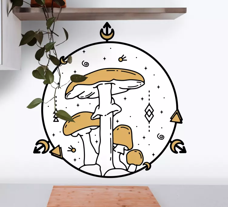 Mushroom circle illustration plant sticker - TenStickers