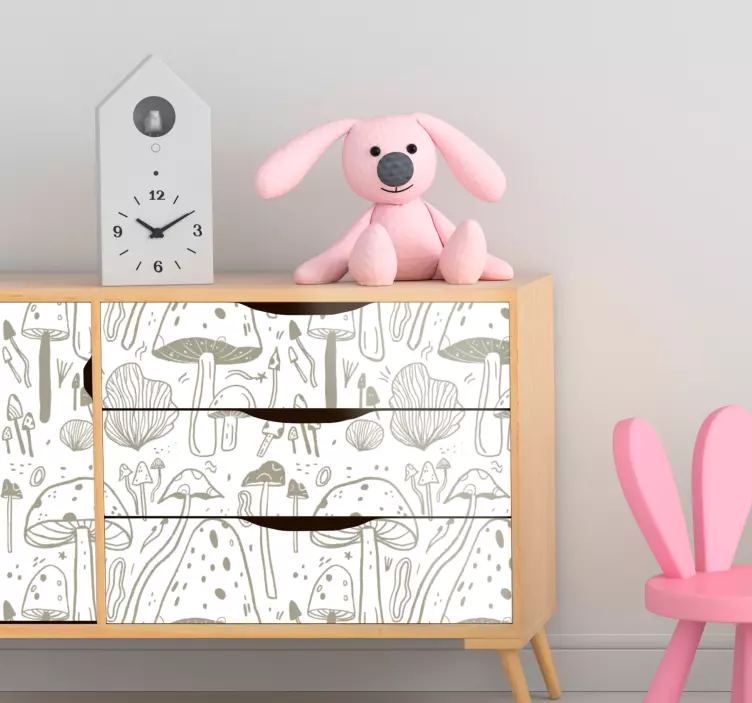 Mushroom forest print furniture sticker - TenStickers