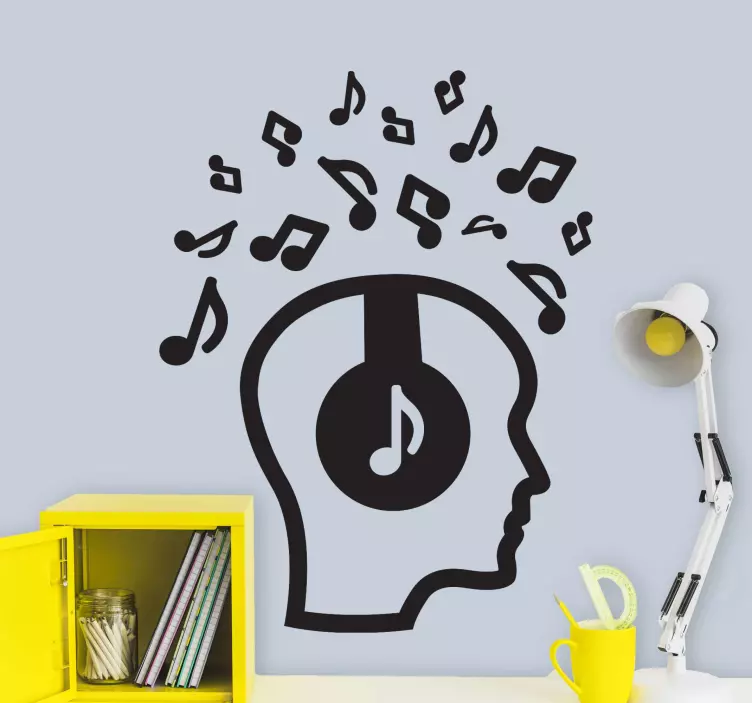 Music wall sticker musical head outline - TenStickers