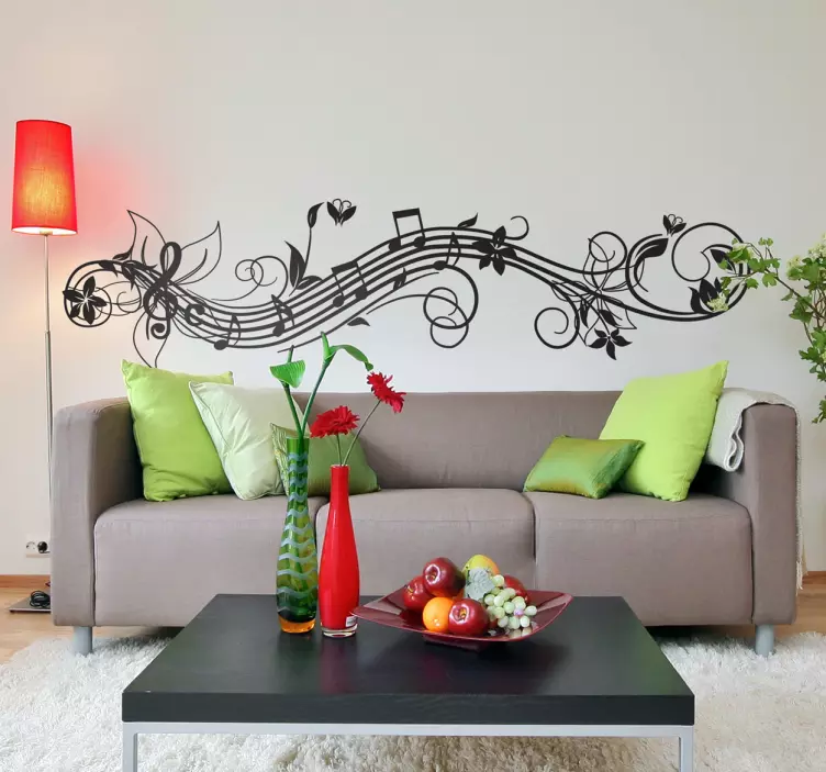 Musical Flowers Wall Sticker - TenStickers