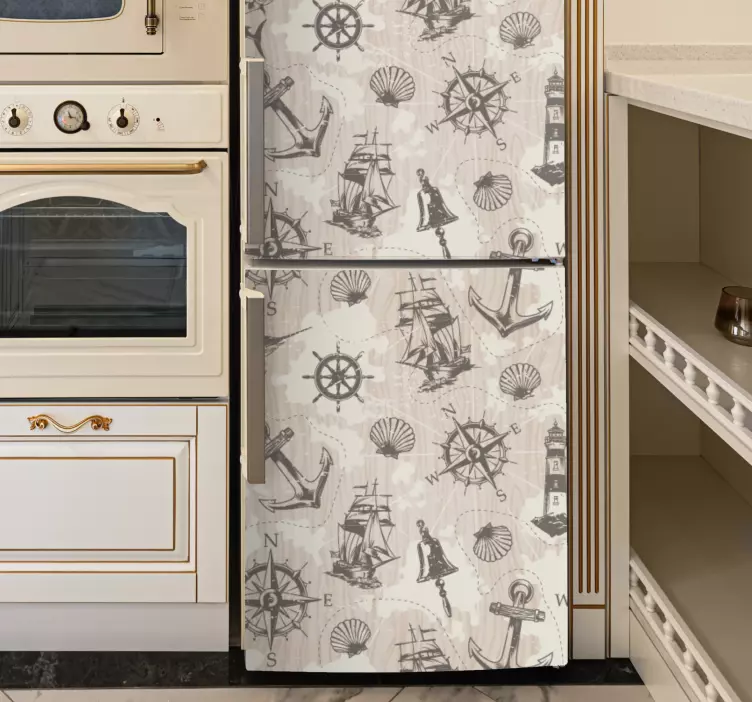 Nautical themed design fridge sticker - TenStickers