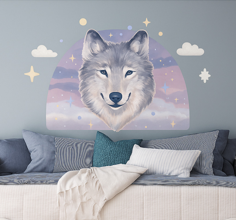 Night wolf spirit wall mural sticker - TenStickers