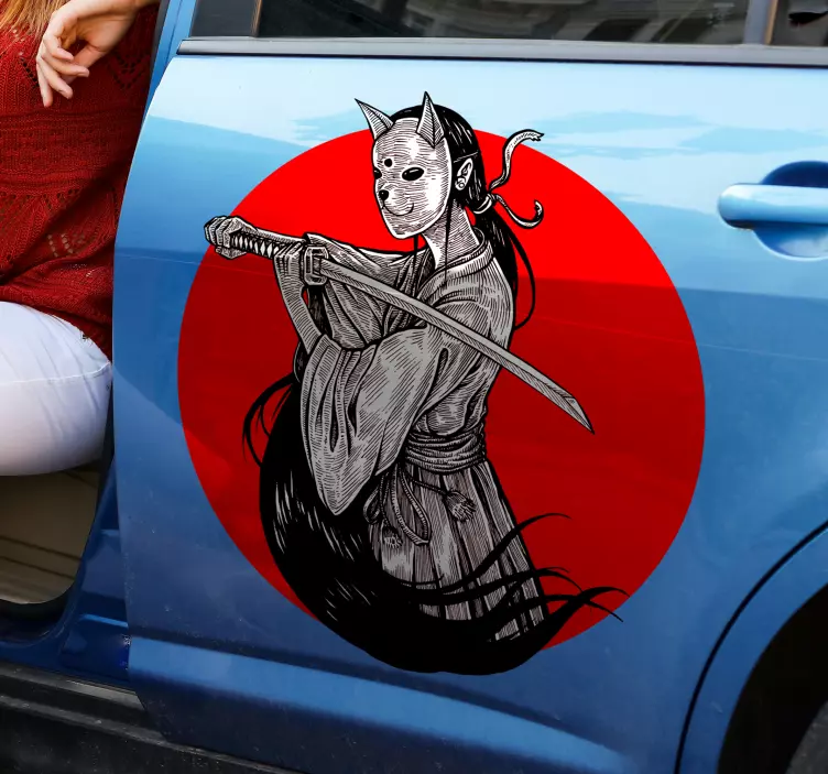 Ninja girl silhouette Car Sticker - TenStickers