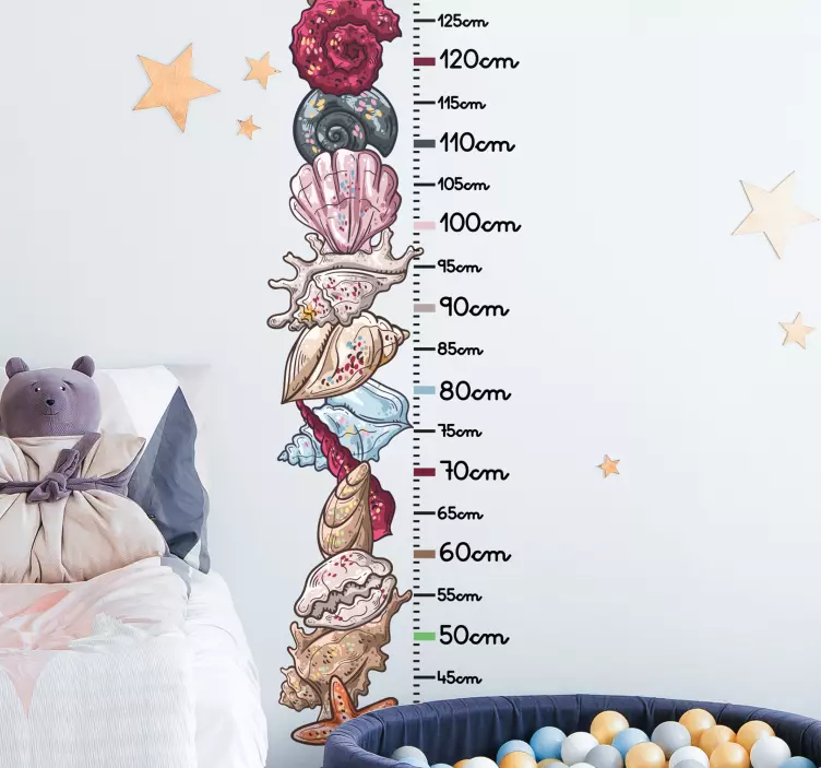 Ocean Shell Growth Chart height chart wall sticker - TenStickers
