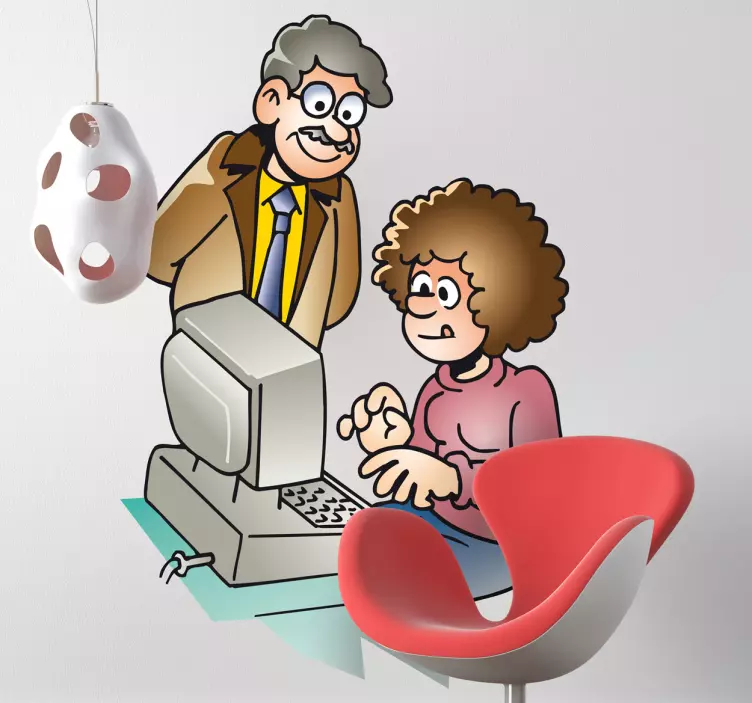Office Computer Teacher Wall Sticker - TenStickers