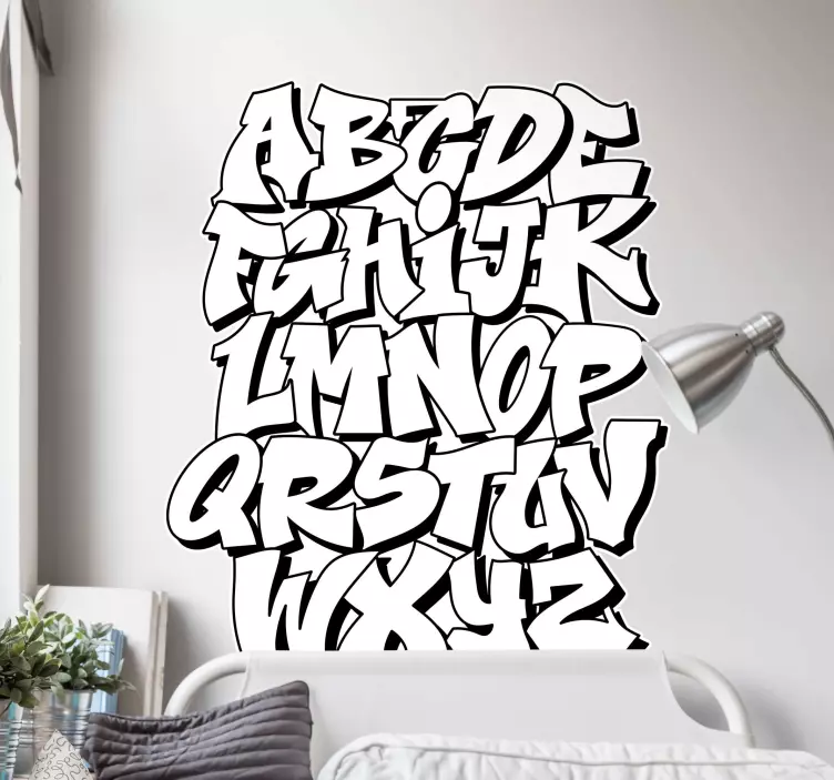 Old school graffiti alphabet text wall sticker - TenStickers