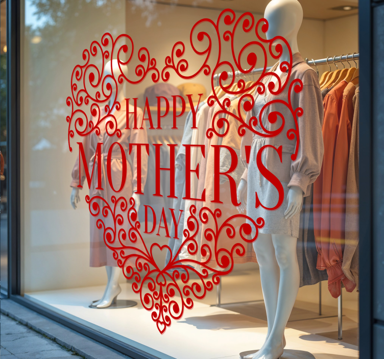 ornamental heart Mother's day shop window sticker - TenStickers