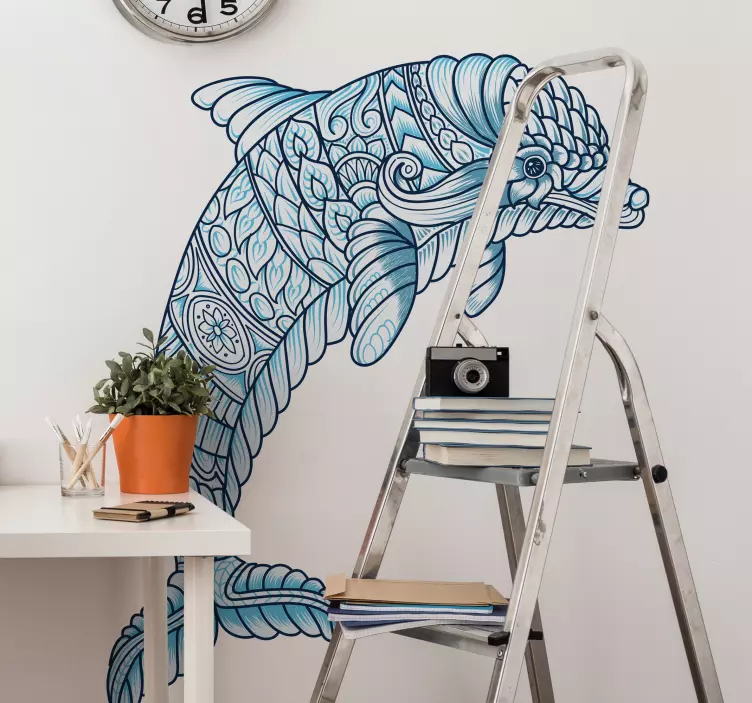 Ornate Dolphin Design wall sticker - TenStickers