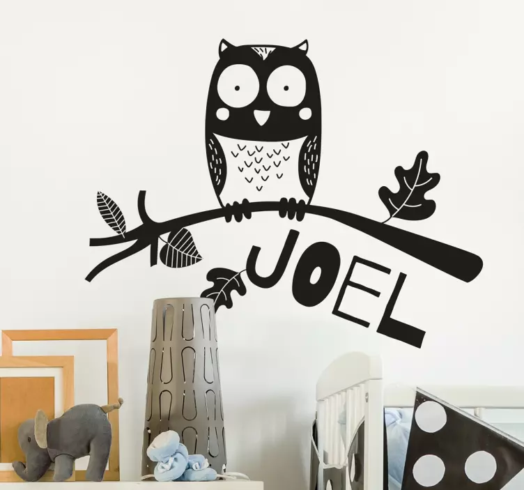 Owl Customizable Name Design wall stickers for kid - TenStickers