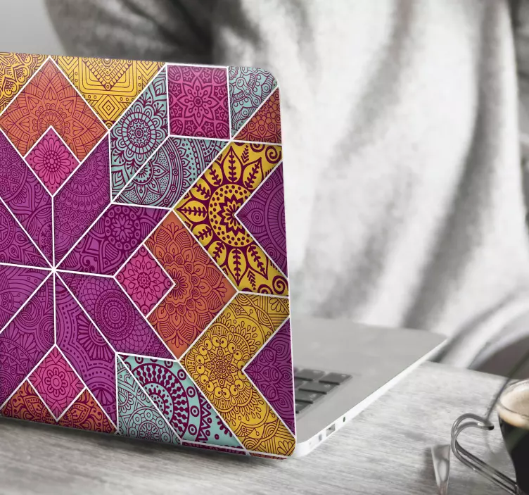 Paisley mosaic laptop sticker - TenStickers