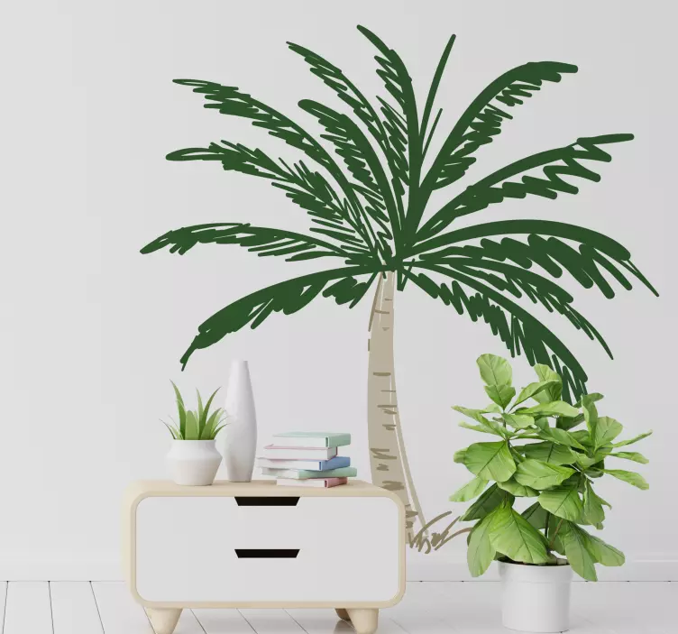 Palm tree strokes tree wall decal - TenStickers
