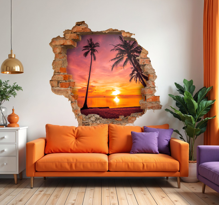 Palms 3D twilight 3D sticker - TenStickers