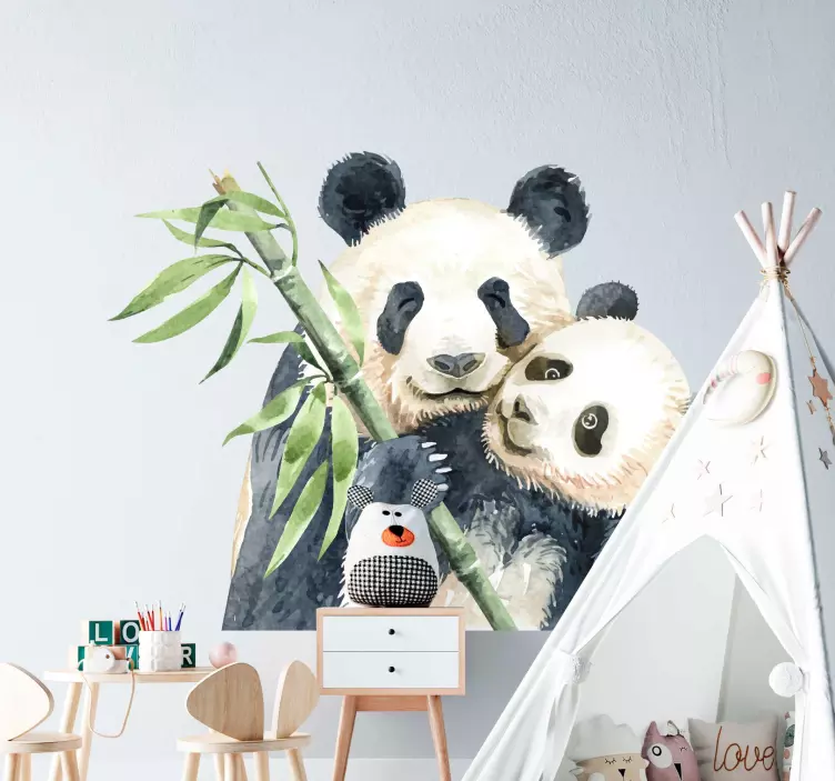 Panda Family Embrace pet wall art - TenStickers