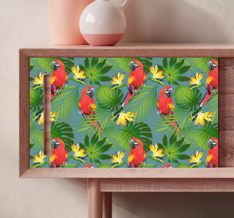 Parrots and Leaves furniture sticker - TenStickers