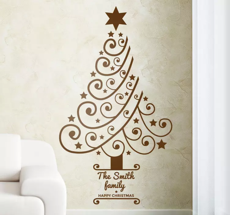 Personalised Christmas Tree Text Sticker - TenStickers