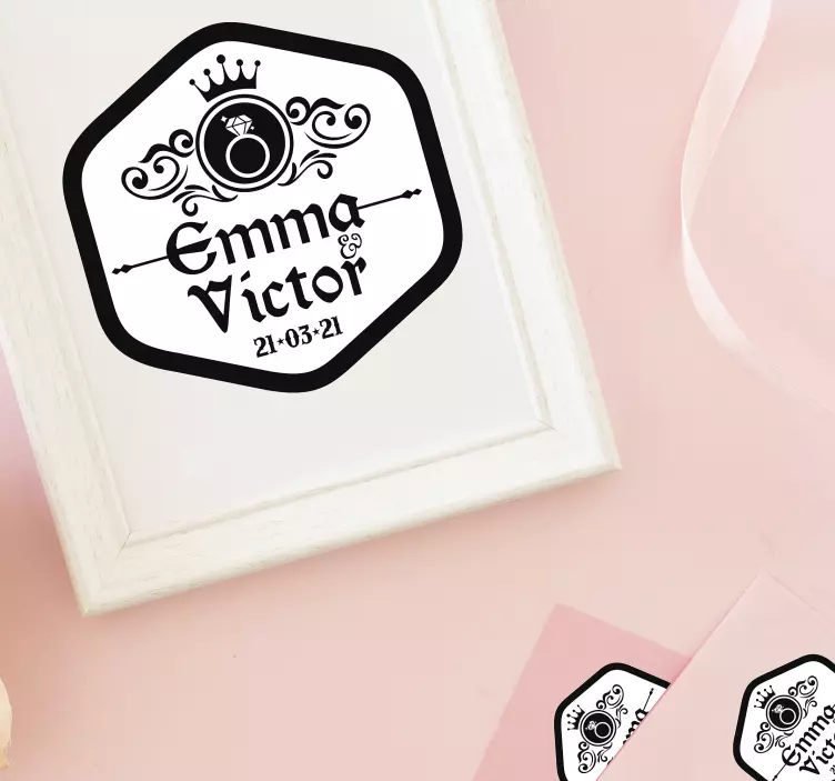 Personalised couple wedding sticker - TenStickers