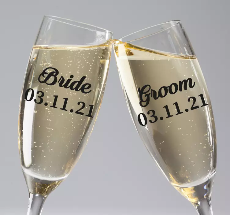Personalized Champagne Flutes wedding sticker - TenStickers