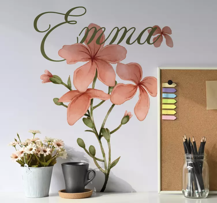 Personalized Floral Design flower sticker - TenStickers