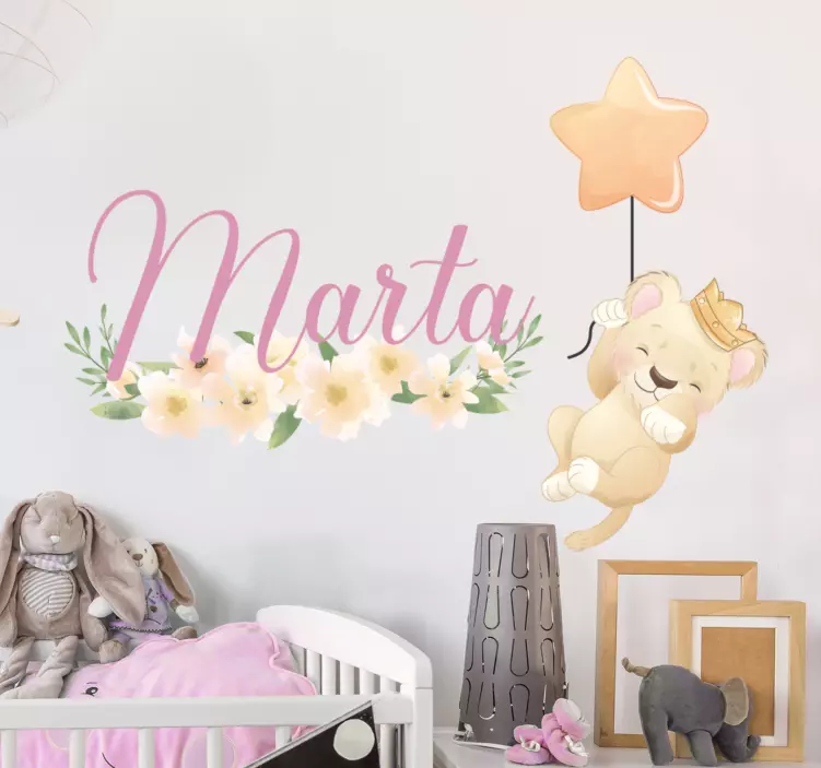 Personalized Lion Balloon wall stickers for kid - TenStickers