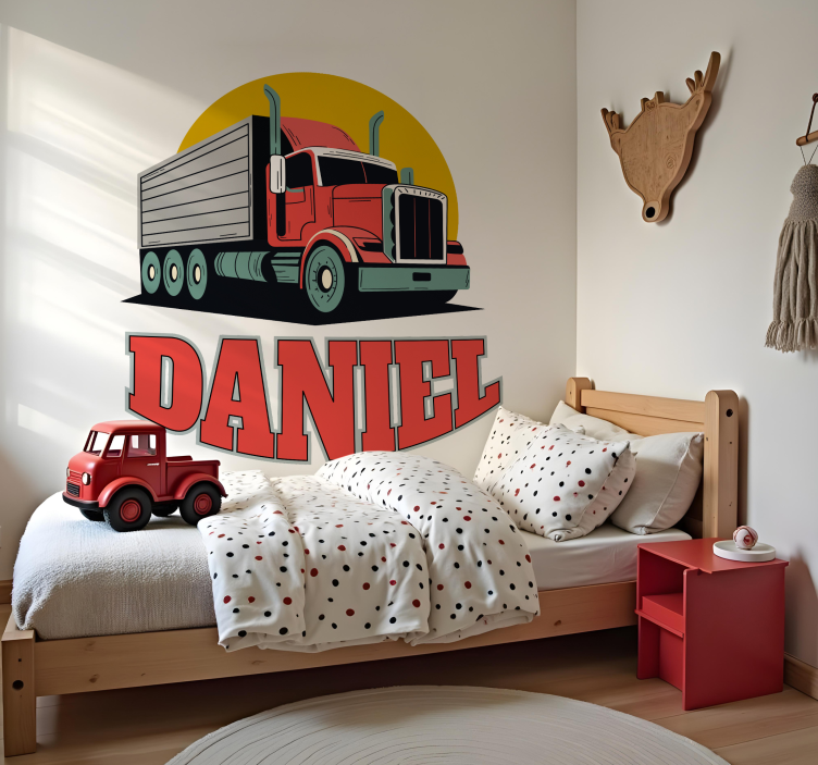 personalized red truck toy sticker - TenStickers