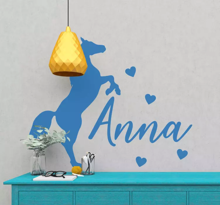 Pet wall art rearing horse hearts - TenStickers