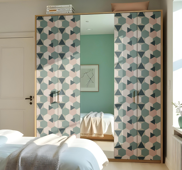 pink and green hexagons furniture sticker - TenStickers