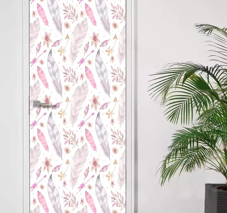 pink feathers furniture sticker - TenStickers