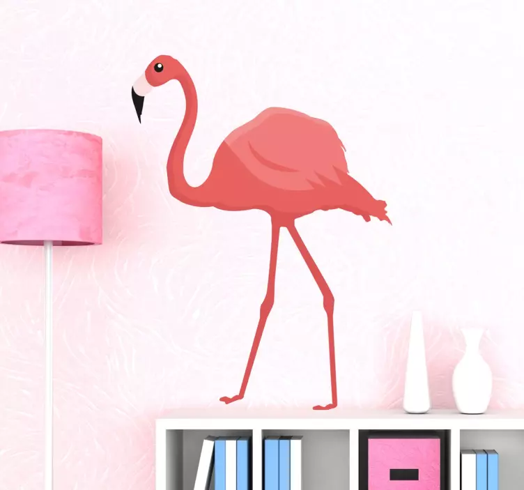 Pink Flamingo Wall Art Sticker - TenStickers