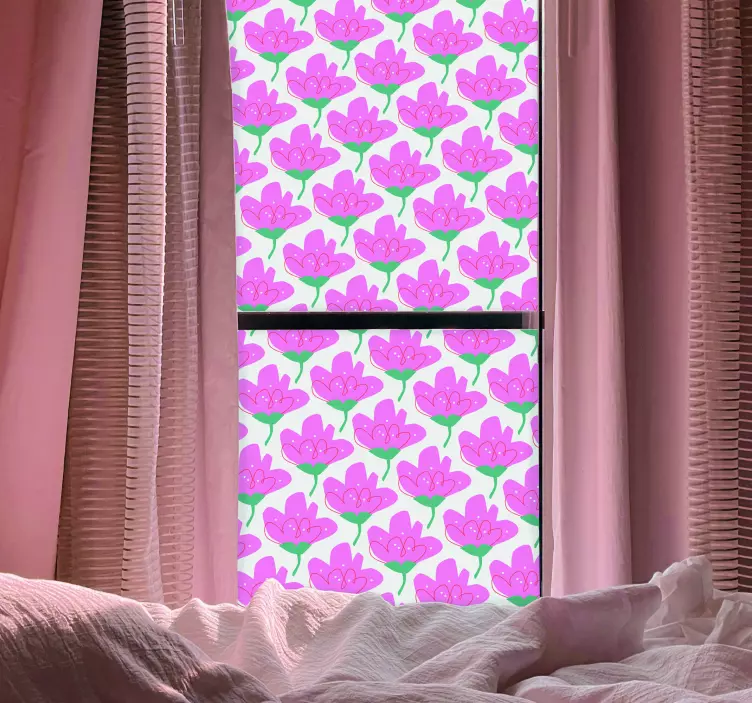Pink flowers window sticker - TenStickers