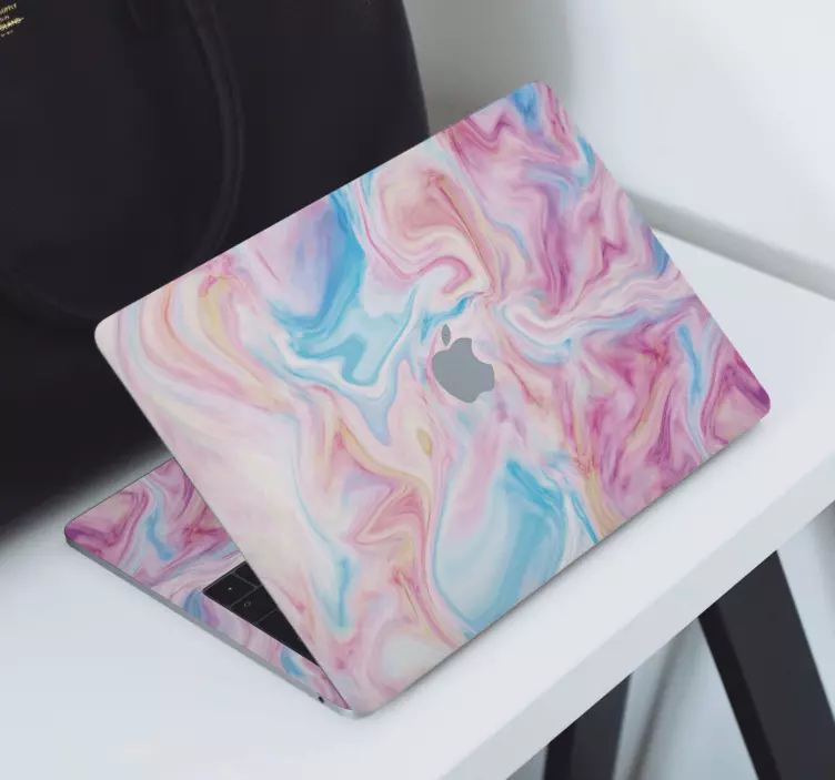 Pink liquid marble texture laptop sticker - TenStickers