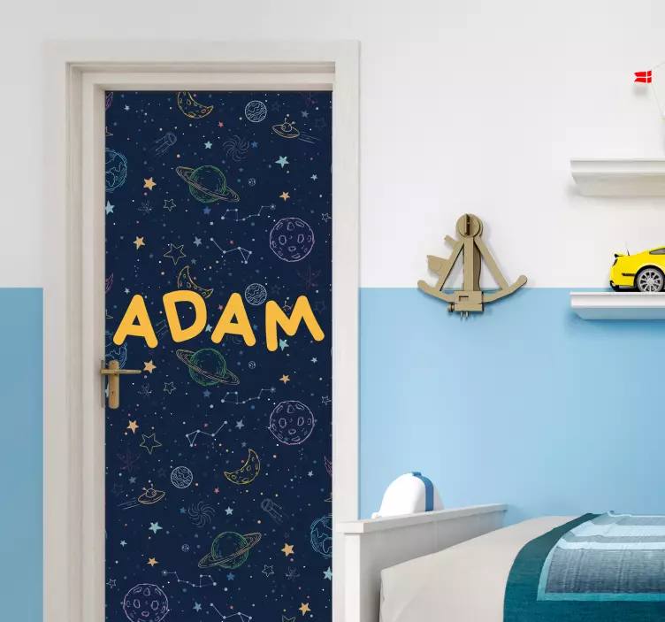 Planets in space door sticker - TenStickers