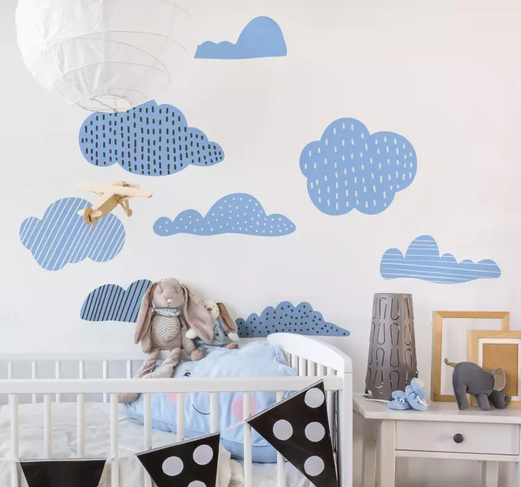 Playful Cloud Arrangement wall stickers for kid - TenStickers